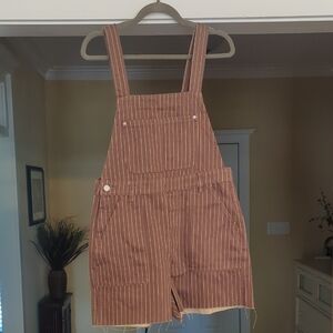 WeWoreWhat Brown Striped Overalls